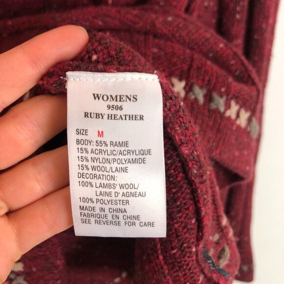 Woolrich Red Burgundy Knit 1/4 Zip Sweater Mock - Picture 3 of 6